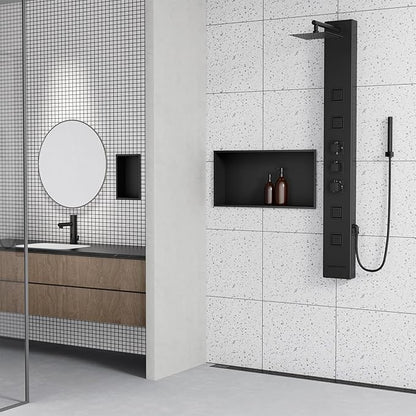 Achelous Stainless Steel Insert Shower Niche 24" X 12" NO Tile Needed, Bathroom Wall Niche Recessed Shower Shelf Organizer, Wall-inserted Niche Recessed Shower Caddy, Matte Black