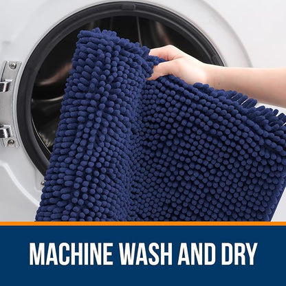 OLANLY Bathroom Rugs 36x24, Extra Soft Absorbent Chenille Bath Rugs, Rubber Backing Quick Dry, Machine Washable Bath Mats for Bathroom Floor, Tub and Shower, Home Decor Accessories, Twilight Sapphire