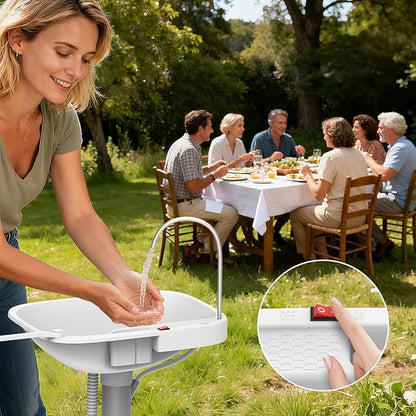 Portable Sink Hand Wash Station - 18L Capacity with USB Port or Battery Powered, Lightweight Outdoor Sink for Travel, Outdoor, Camping - Includes Soap Dispenser & Towel Holder