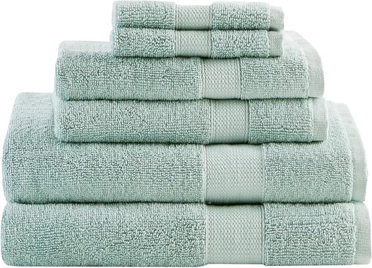 Comfort Spaces Turkish Bathroom Towel Set 6 Piece Luxury Bath Towel Set 2 Hand Towel for Bathroom 2 Washcloth 2 Large Bath Towel Sets Long Staple Soft Quick Dry Towel Set Seafoam Green