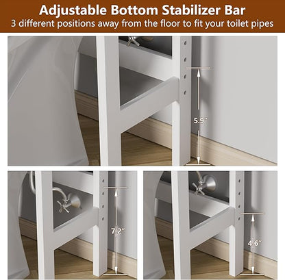 BlueWish Over The Toilet Storage Cabinet, 66.9" H Over Toilet Bathroom Organizer with Adjustable Shelves, Anti-toppling Design, Tall Over Toilet Storage for Laundry Room, Balcony