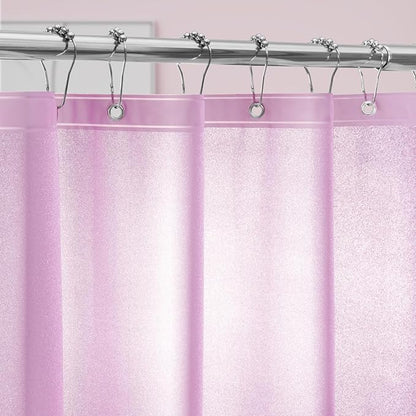 Waterproof PEVA Shower Curtain Liner Extra Long 72 x 84 inch, Dreamy Pink Sparkle Shower Curtain or Liner with 3 Large Magnets, Lovely Glitter 84'' Tall Bathroom Shower Curtain Lightweight