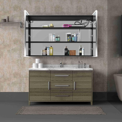 Medicine Cabinets for Bathroom with Mirror, 48”W x 30”H Wall Mounted LED Medicine Cabinet Mirror with Defogger, Dimmer, Outlets & USB, Double Doors