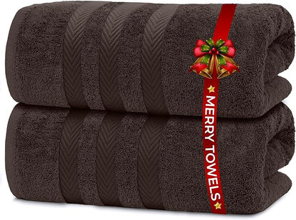 RIVERSIDE Pack of 2 Extra Large Bath Sheets 35 x 70 Inches - 100% Ring Spun Cotton Hotel Quality Oversized Bath Towels - Super Soft, Highly Absorbent & Quicker to Dry - Brown