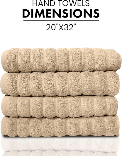 Classic Turkish Towels CTT Luxury Hand Towels for Bathroom Set of 4, 100% Turkish Cotton, Quick Dry & Comfy Towels for Hotel & Spa, Highly Absorbent | 20"x32" (Almond Beige)
