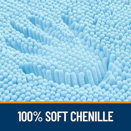 OLANLY Bathroom Rugs 70x46, Extra Soft Absorbent Chenille Bath Rugs, Rubber Backing Quick Dry, Machine Washable Bath Mats for Bathroom Floor, Tub and Shower, Home Decor Accessories, Sky Blue