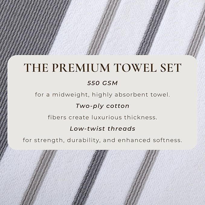 Great Bay Home Decorative Hand Towel Set - Luxury Cotton 4 Pack 26x16 Hand Towel Set - Luxurious, Ultra-Soft, Durable Towels for Bathroom Decor (Dark Grey/Light Grey)