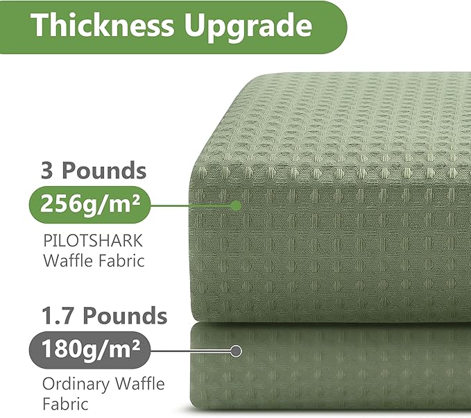No Hook Waffle Weave Shower Curtain Set with Snap-in Fabric Liner and Mesh Top Window,256GSM Heavy Duty Fabric,Green Washable Luxury Shower Curtain for Bathroom Stalls (72x75 Inch)