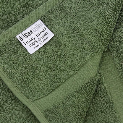 Luxury Hotel & Spa Collection, Quick Dry 100% Turkish Cotton 700 GSM, Eco Friendly Towel, for Bathroom, Gymand Kitchen Dobby Border Soft Hand Towel Set 16 X 30, Moss, Hand Towels - Set of 6