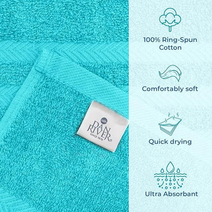 DAN RIVER 2 Pack Luxury Bath Sheets 35x70, 600 GSM, Soft & Quick Dry 100% Ring Spun Cotton Towels Ideal for Hotels, Spas, Gyms & Salons Extra Large, Turquoise