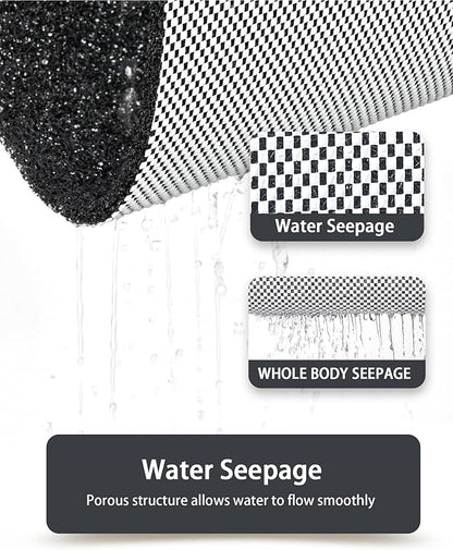 Mecko Loofah Bath Mat for Tub - Quick-Dry Non-Slip Shower Mat, Extra Thick Textured Grip Bathtub Mat for Bathroom and Shower Floor, Indoor/Outdoor Use for Wet Areas (Black, 17"x47")