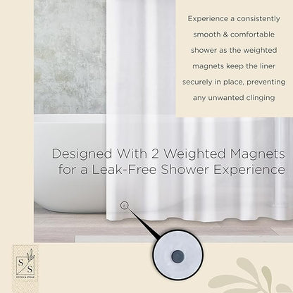 Stitch & Stone Shower Curtain Liner, Premium Extra Lightweight Durable Waterproof 3g PEVA for Bathroom with Weighted Magnets, Standard Size 70" x 72" Frosty 1 Pack
