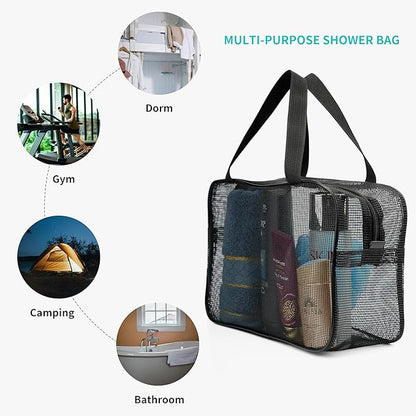 Mesh Shower Caddy Bag for Bathroom Gym Camping Portable Travel Mesh Toiletry Bag for Women Men