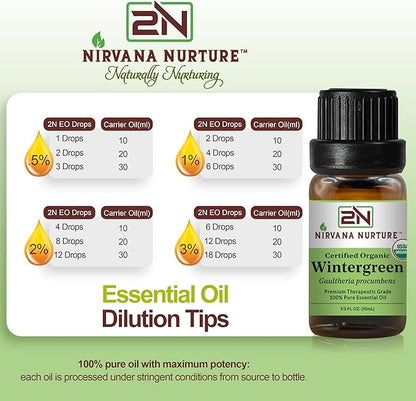 Wintergreen Essential Oil USDA Certified Organic, 100% Pure Natural Premium Grade, Undiluted