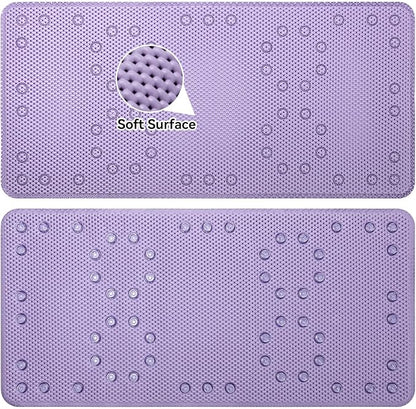 Double Layer Foam Non Slip Bathtub Mat 37x17in, More Comfortable and Thicker Tub Mat Than Ordinary Foam Shower Mat, Bath Mat for Tub with Suction for Comfort and Safety (P-Purple, 36'' x 17'')