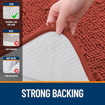 OLANLY Bathroom Rugs 30x20, Extra Soft Absorbent Chenille Bath Rugs, Rubber Backing Quick Dry, Machine Washable Bath Mats for Bathroom Floor, Tub and Shower, Home Decor Accessories, Rustic Terracotta