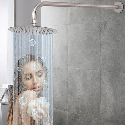 HarJue Shower Arm with Flange and Teflon Tape, Wall Mounted Shower Pipe 304 Stainless Steel Extension Arm for Fixed Shower Head & Handheld (24 Inch, Brushed Nickel)