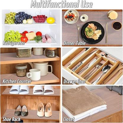 Anoak Shelf Liner Non-Slip Drawer Liner for Kitchen, Non Adhesive Cabinet Liner 12 Inch x 30 FT(360 Inch) Waterproof Refrigerator Liners for Kitchen Drawer, Bathroom Shelves Diamond Pattern Clear
