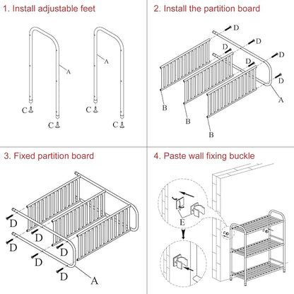JSB 3-Tier Adjustable Shelving Unit, Heavy Duty Storage Rack Organizer Metal Corner Shelf for Kitchen Living Room Laundry Pantry Bathroom (White, 3 Tier)…