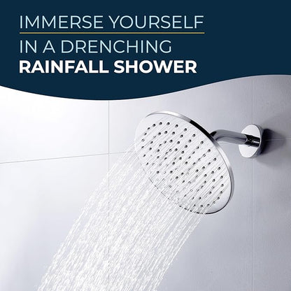 HammerHead Showers® Solid Metal 8 Inch Rainfall Shower Head – MATTE BLACK - Shower Head Rainfall - 2.5 GPM High Flow Shower Head Optimized for Pressure – Large Round Rain Shower Heads