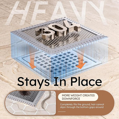 Not Moving Shower Drain Hair Catcher,Effective Hair Catcher Shower Drain,Square Flat Shower Drain Cover Protector Filter,Efficient Drainage,Hair Trap Stopper (Gray, 4 inch)