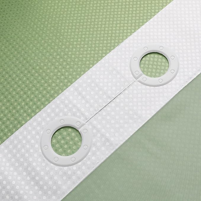 Gibelle No Hook Waffle Weave Shower Curtain with Snap-in Fabric Liner Set for Bathroom, Hotel Style with Mesh Top Window, Waterproof & Washable, Ombre Sage Green, 72x74