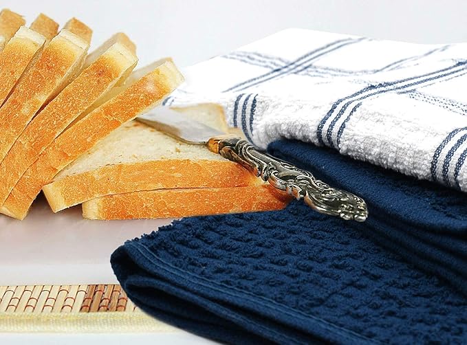 DAN RIVER Premium Dish Cloth 100% Cotton 12 X 12 Inches |Pack of 8|-Ultra Soft Tea Towels-Highly Absorbent Kitchen Rags-Terry Dishcloth for Kitchen and Household Cleaning |Blue Opal|