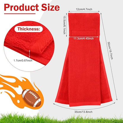 Shimeyao 2 Pcs Cotton Sports Football Towel with Closure Pitching Football Sweat Towel for Sports Gym Men Women Accessories(Black, Red, Various)
