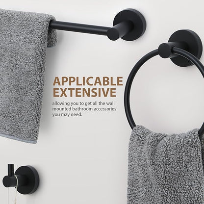 Matte Black Bathroom Hardware Set 4 Piece Towel bar Set,Towel Rack for Bathroom Wall Mounted Adjustable Expandable 24 inch Towel Holder Robe Hook Towel Ring Toilet Paper Holder
