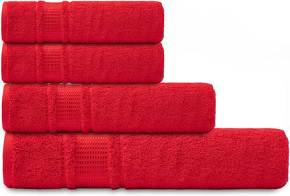 Melissa Linen, 8 Piece Towel Set, 2 Bath Towel 2 Hand Towel 4 Fingertip Red Towels, 100% Turkish Cotton Towels for Bathroom and Kitchen, Absorbent, Quick Dry, Durable and Soft Shower Towel