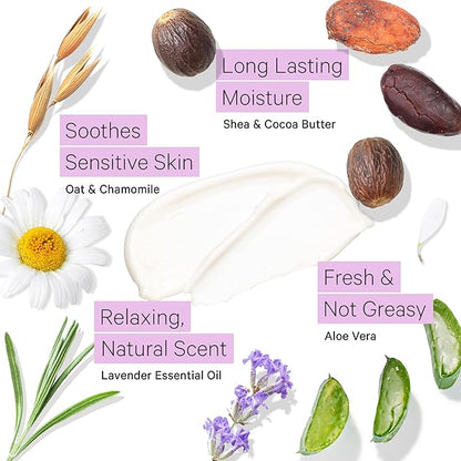Tree to Tub Lavender Shea Butter Body Lotion for Dry Skin - Moisturizing Sensitive Skin Lotion for Women & Men, Vegan Body Moisturizer w/Organic Aloe Vera, Cocoa Butter, All Natural Colloidal Oatmeal