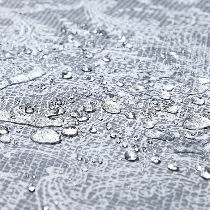 90 Inch Extra Long Shower Curtain - Chantilly Lace Design, Heavyweight Polyester, Black to White Ombre, 72" W x 90" H