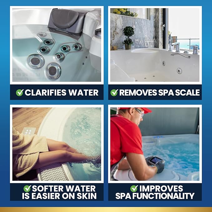 Hot Tub Hard Water Calcium Remover with Scale and Stain Clarifier, Soften Treat and Reduce Spa Deposits - 16oz (Pint)