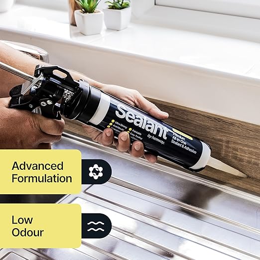 Light Grey Kitchen Bathroom Hybrid Polymer Sealant Adhesive 13.1oz All in One Waterproof Weatherproof Joint Paintable Indoor Outdoor Bath Shower Sink Window Board Door RV Roof Wood Leak - 1 Pack