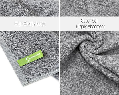 12 Pack Washcloths 13" x 13" - Soft Wash Cloths for Your Face Towel, Viscose derived from Bamboo & Cotton Blend Wash Cloths for Your Body (Gray)