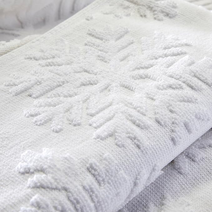 SKL Home Christmas/Winter/Gift Subtle Snowflakes Bath Towel, White