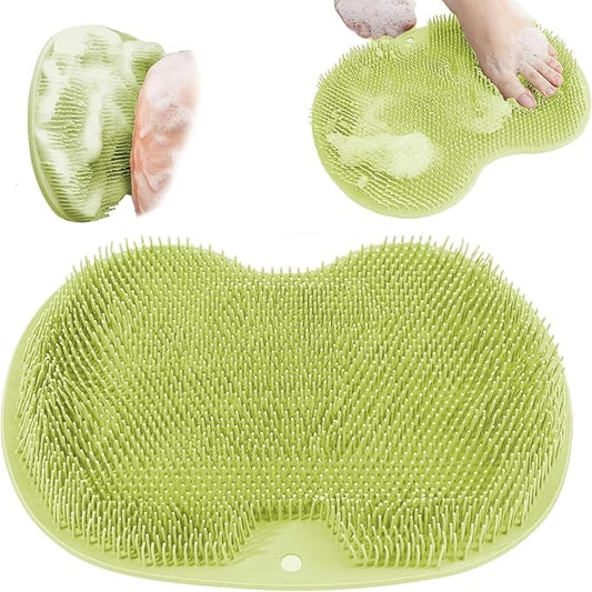 Shower Foot Scrubber Mat with Non-Slip Suction Cups, Exfoliating Foot and Back Washer Pad for Bathtub and Shower Floor (Green)