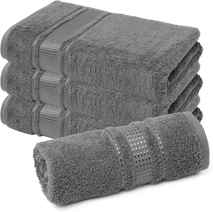 Melissa Linen, 4 Piece Washcloth, 100% Turkish Cotton Towel Set for Bath and Kitchen, 12 in x 12 in, Absorbent, Quick Dry, Durable and Soft, Wash Rags, Dark Gray