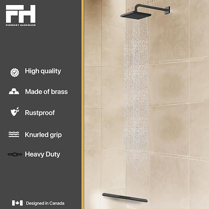 Shower Foot Rest, Corner Shower Bar for Shaving Legs, Wall Mounted Hotel Shower Foot Ledge, Brass Bar Bathroom Foot Step (Matte Black)