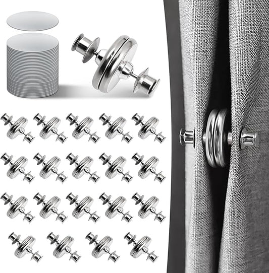 Curtain Magnets, Kaluofan 20Pairs Curtain Magnets Closure with 20Pairs Self-Adhesive Patch, Magnetic Curtain Clips Prevent Light Leaking, Keep Curtain Closed for Home Bedroom Bathroom Office Draperies