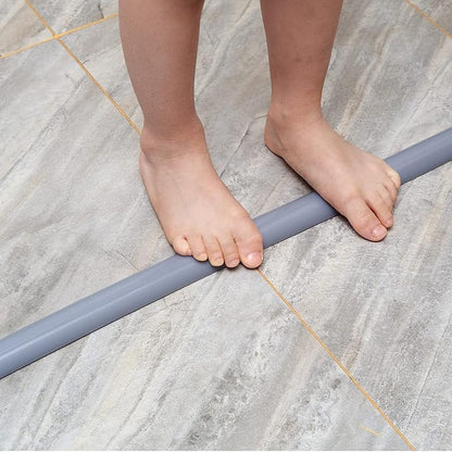 Bathroom Foldable Block water Stopper sealing strip shower threshold dam Self-adhesive silicone shower barrier (39 Inch-Grey)