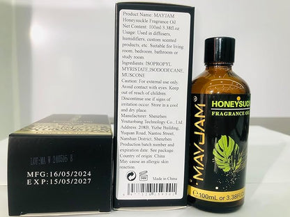MAYJAM 100ML/3.38FL.OZ Honeysuckle Fragrance Oils with Glass Dropper, Essential Oils for Diffusers for Home, Long Lasting Scented Oils for Diffusers Soap Candle Making