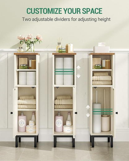 Bathroom Storage Cabinet, Corner Floor Cabinet with Shelves, Customized Door Opening Direction, Bathroom Organizer with Adjustable Shelf for Kitchen, Living, Toilet Paper Cabinets White Brown
