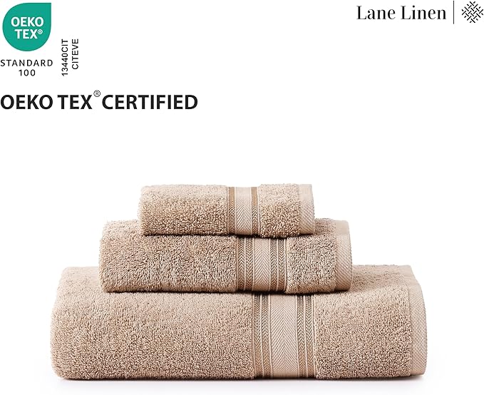 LANE LINEN Towel Set for Bathroom – 18-Pack 100% Cotton, Zero Twist, Includes 6 Bath, 6 Hand & 6 Washcloth, Suitable for All Body Types, Soft & Quick Dry, Ideal for Airbnb & Spa - Tapue