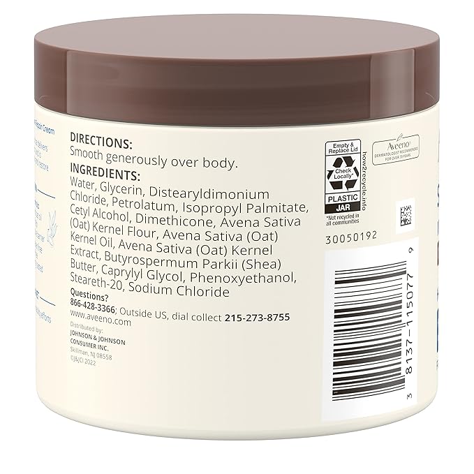 Aveeno Skin Relief Intense Moisture Repair Body Cream with Triple Oat & Shea Butter Formula, Helps Heal, Repair & Restore Very Dry Skin with Long-Lasting Moisture, Fragrance-Free, 11 oz