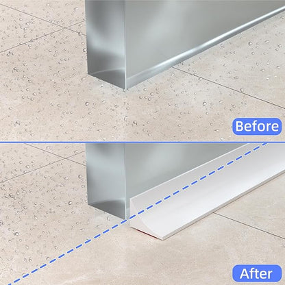 39 Inch Shower Threshold Water Dam Barrier,Silicone Shower Door Bottom Seal for Water Stopper,Flexible Edge Trim for Kitchen Sink Splash Guard,Self Adhesive Water Blocker for Bathtub,Transparent