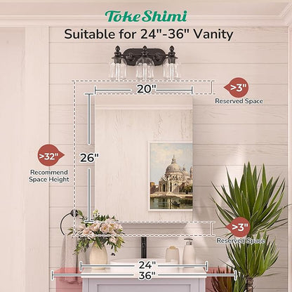 TokeShimi 20 x 26 Recessed Medicine Cabinet Mirror Black Tempered, Aluminum Surface Mount Medicine Cabinet Mirror with Storage with Stepless Adjustable Shelves for Bathroom Modern Farmhouse