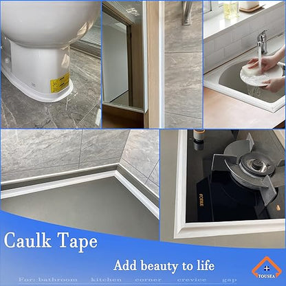 TOUSEA Waterproof Sealing Caulk Tape, Self Adhesive Sealant Strip for Bathroom, Toilet, Kitchen Countertop, Toilet, White
