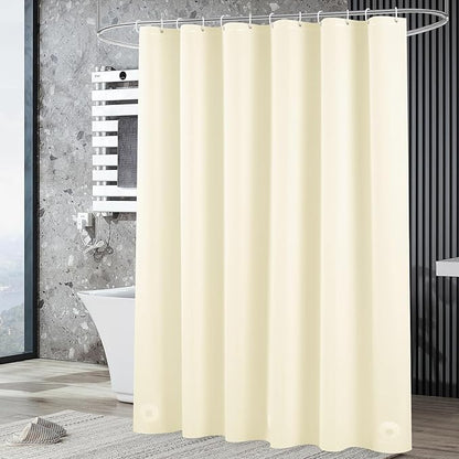 UFRIDAY Beige Shower Curtain Liner Premium PEVA 72 x72 inch,Heavy Duty Shower Curtain with 3 Weighted Magnets, Plastic Waterproof Grey Shower Curtains for Bathroom with 12 Hooks