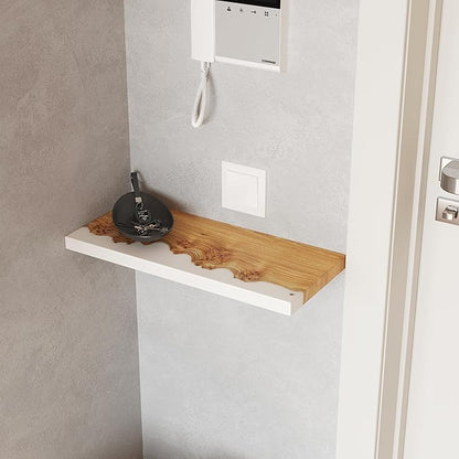 RWA Straight Edge Floating Shelf – Unique Wood Floating Shelf for Wall Decor, Living Room, Bedroom, or Bathroom – Sleek Decorative Wall Shelves for Home & Office (Straight/White, Small - 12x6)